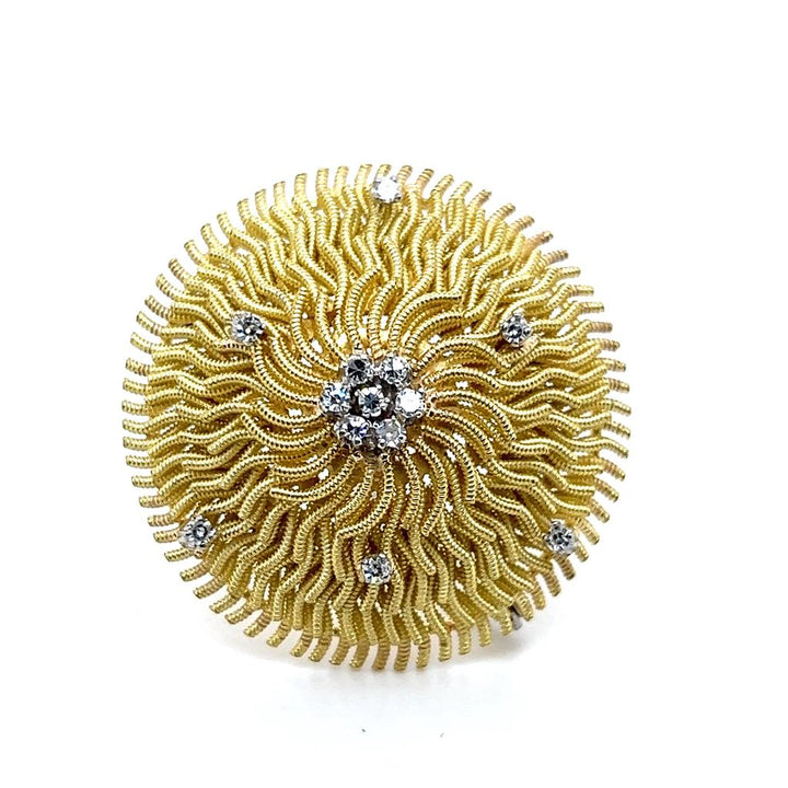 Estate 18K Yellow Gold 0.22ctw Diamond Swirl Brooch
