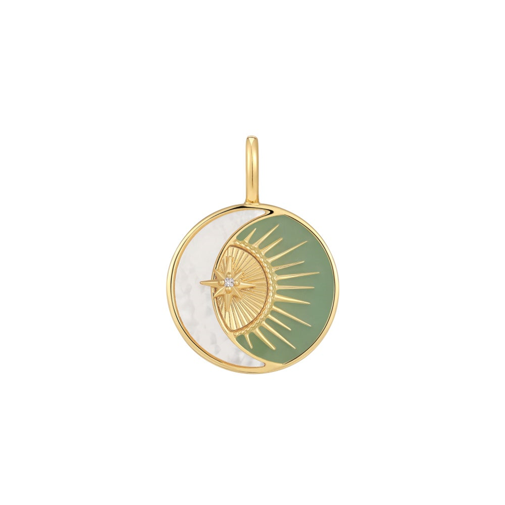 Gold Plated Mother of Pearl & Enamel Celestial Charm by Ania Haie