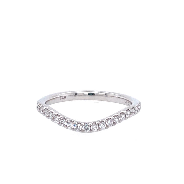 14K White Gold 0.25ctw Round Diamond Contoured Wedding Band