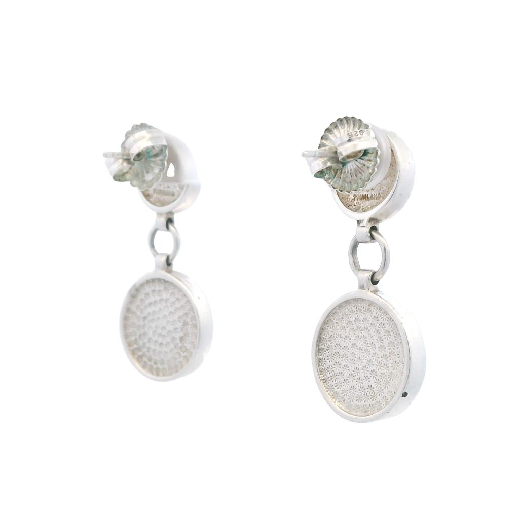 Estate Sterling Silver Mother of Pearl Drop Earrings