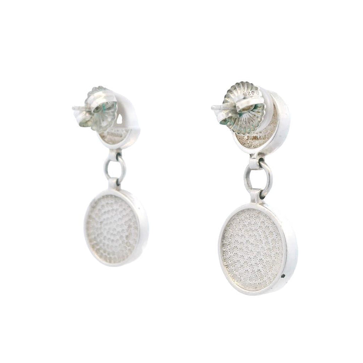 Estate Sterling Silver Mother of Pearl Drop Earrings