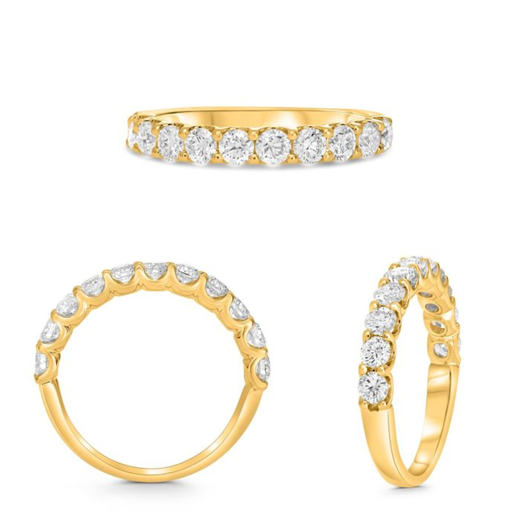 14K Yellow Gold Shared Prong Round Diamond Wedding Band - 0.75 TCW