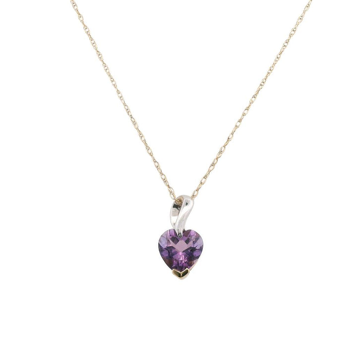 Estate 10K Two Tone Gold 1.59ctw Heart Shaped Amethyst Necklace