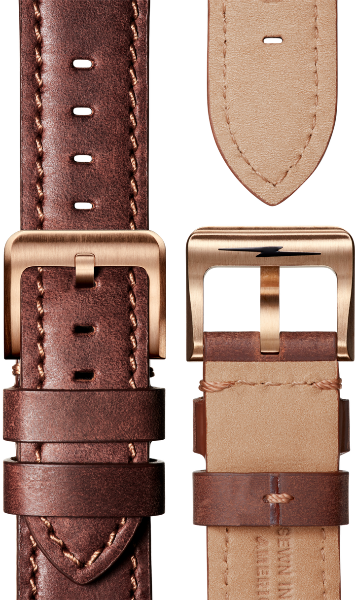 Shinola Monster 43mm Bronze Automatic Black Dial Dive Watch with Leather and Nylon Straps