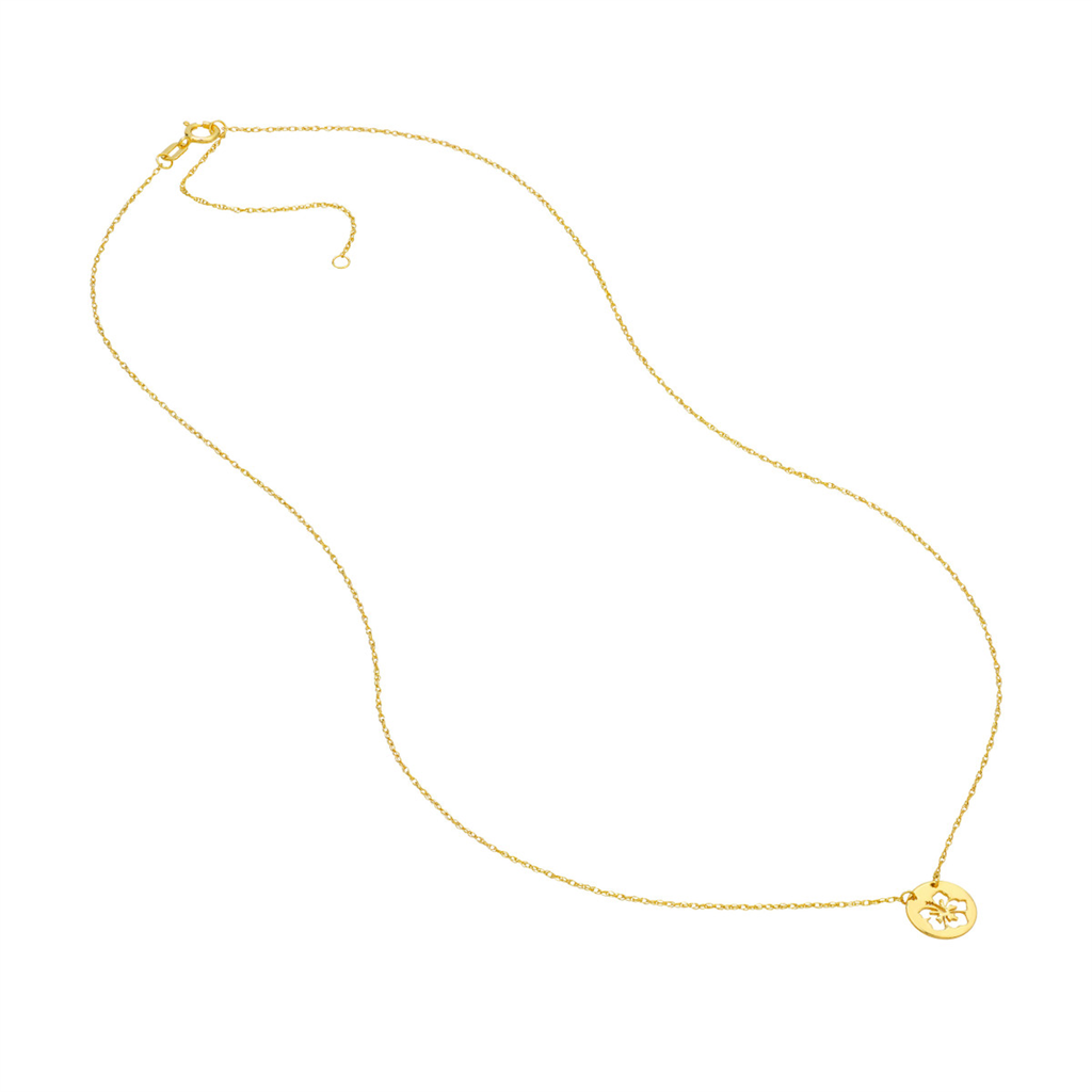 14K Yellow Gold Flower Pendant Necklace by Midas Chain