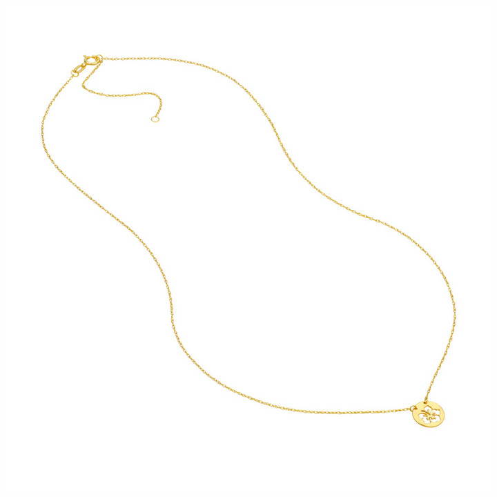 14K Yellow Gold Flower Pendant Necklace by Midas Chain