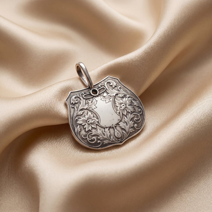 Estate Sterling Silver Victorian Dance Card Pendant