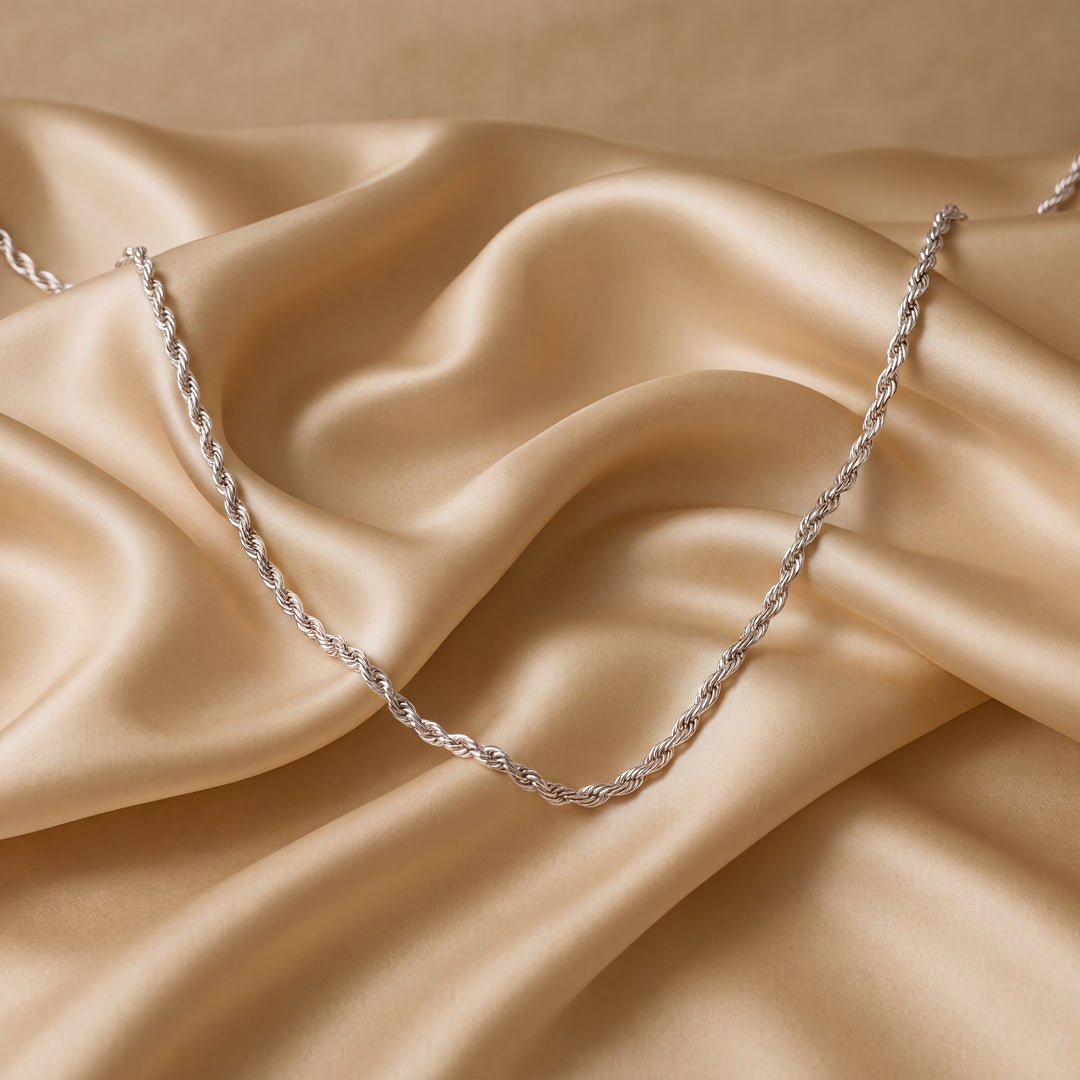 Estate Sterling Silver 1.95MM Rope Chain Necklace