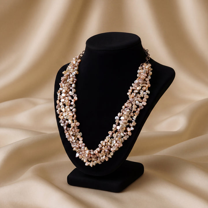 Estate Stainless Steel Multi-Color Keshi Pearl Five-Strand Necklace