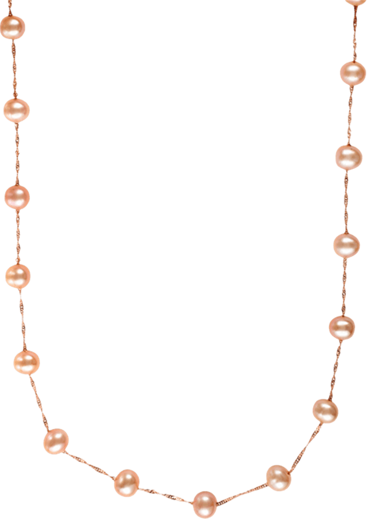 14K Rose Gold 6-6.5mm Pink Freshwater Pearl Station Necklace