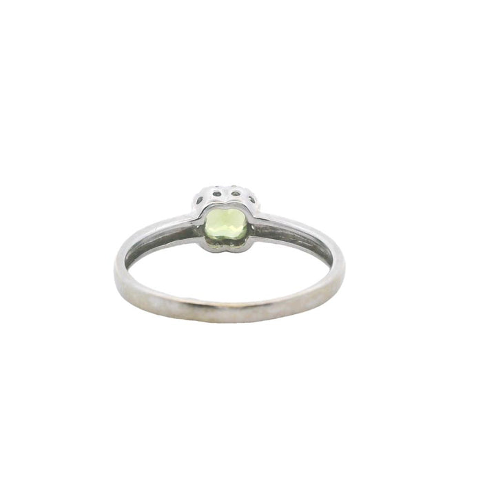 Estate 10K White Gold 0.76ctw Peridot & Diamond Halo Ring