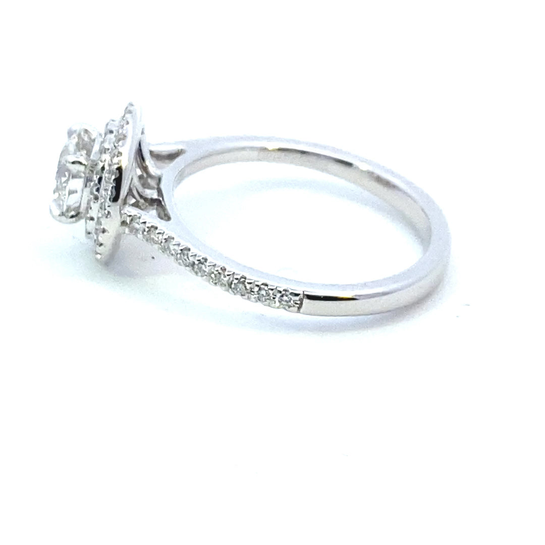 14K White Gold 1.23ctw Round Lab Diamond Halo Engagement Ring