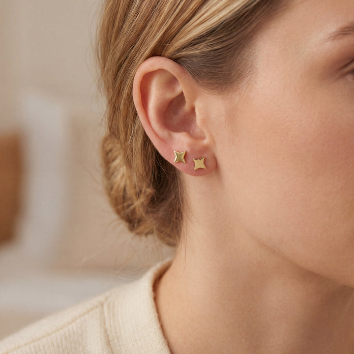 Estate 14K Yellow Gold Star Stud Earrings