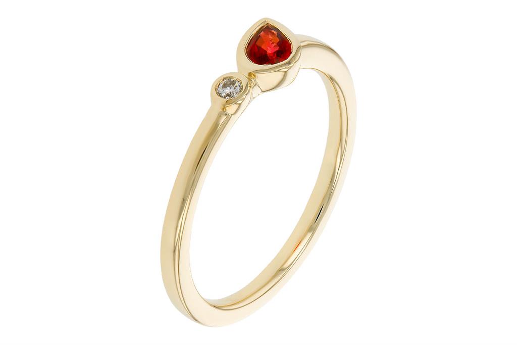 14K Yellow Gold 0.26ctw Pear Ruby & Diamond Ring by Allison Kaufman