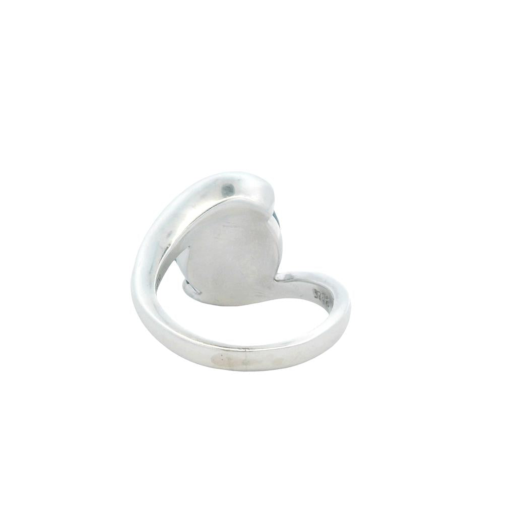 Estate Sterling Silver 12.5mm Black Freshwater Pearl Bypass Ring