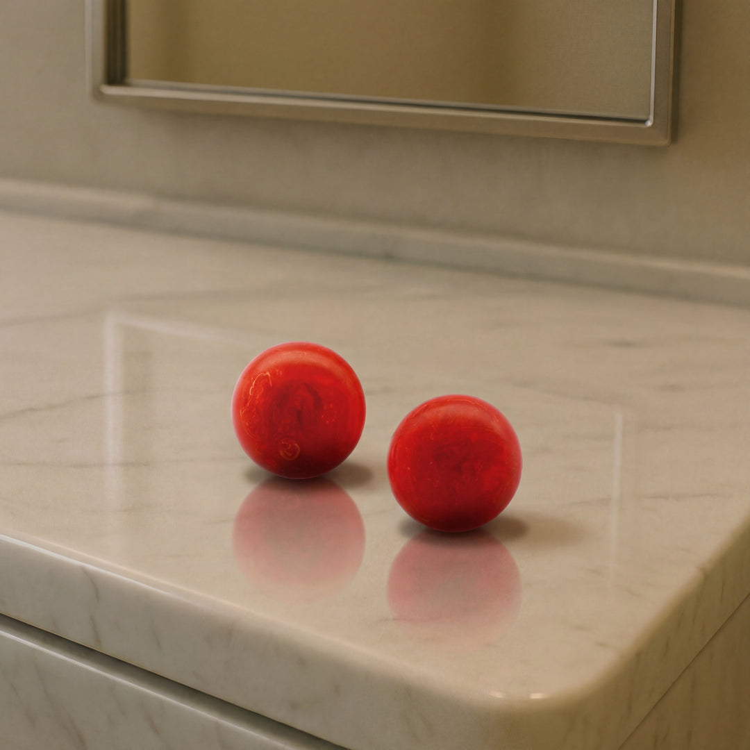 Estate Gold-Filled Red Bakelite Art Deco Stud Earrings