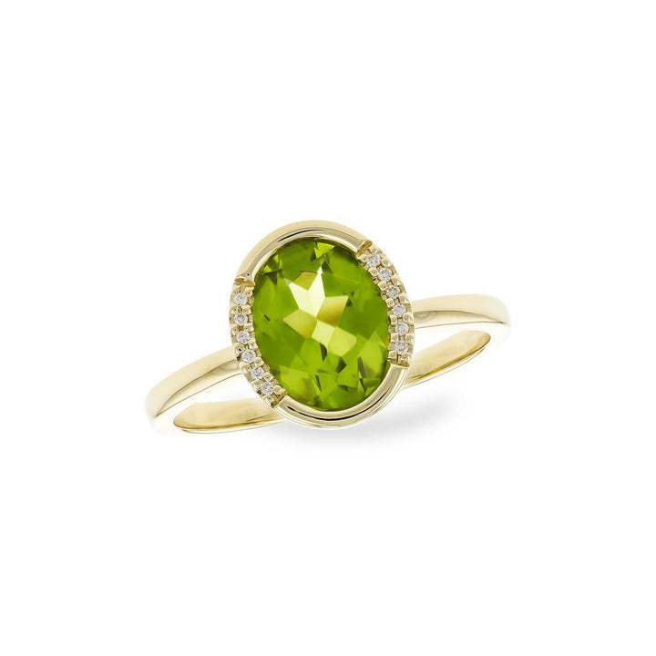14K Yellow Gold 1.75ctw Oval Peridot & Diamond Half Halo Ring by Allison Kaufman