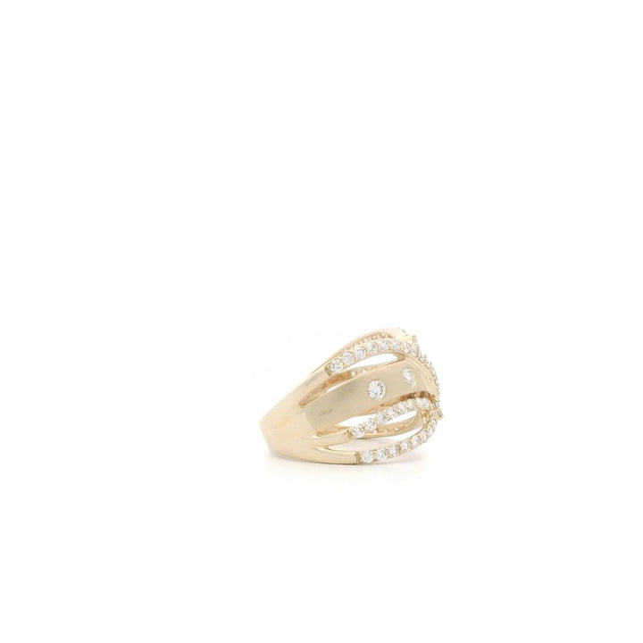 14K Yellow Gold Round Diamond Crossover Ring - 1.00 TCW