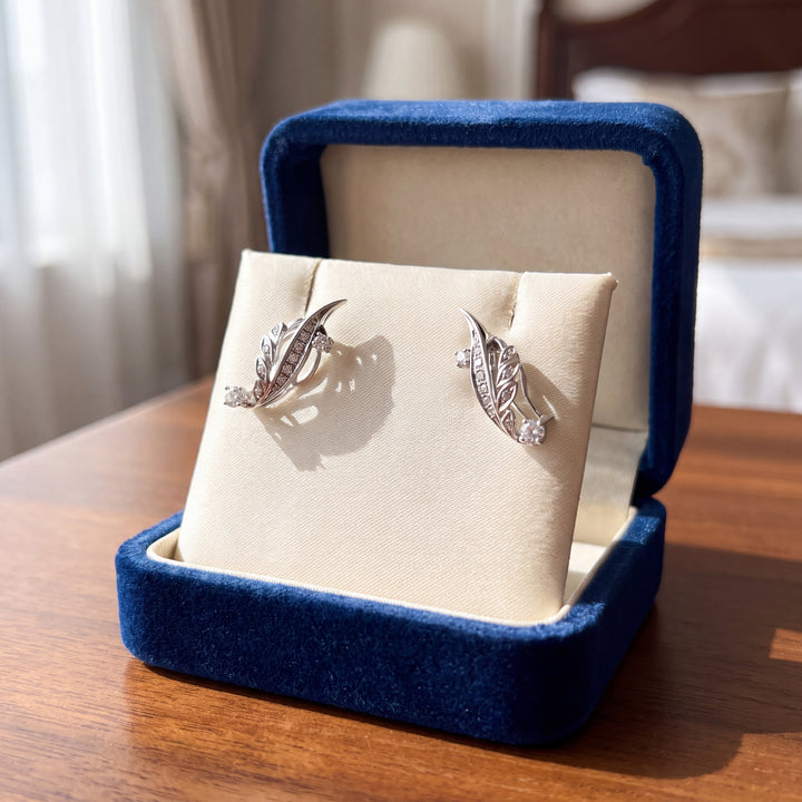 Estate 14KT White Gold Diamond Spray Earrings, ca. 1950's
