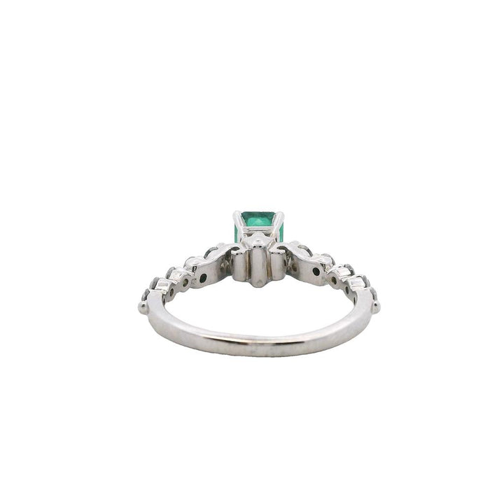 Estate 14KT White Gold 1.08 Ct Emerald & 0.55 TCW Diamond Ring