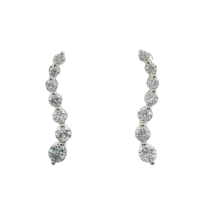 Estate 14K White Gold 0.96ctw Diamond Journey Drop Earrings