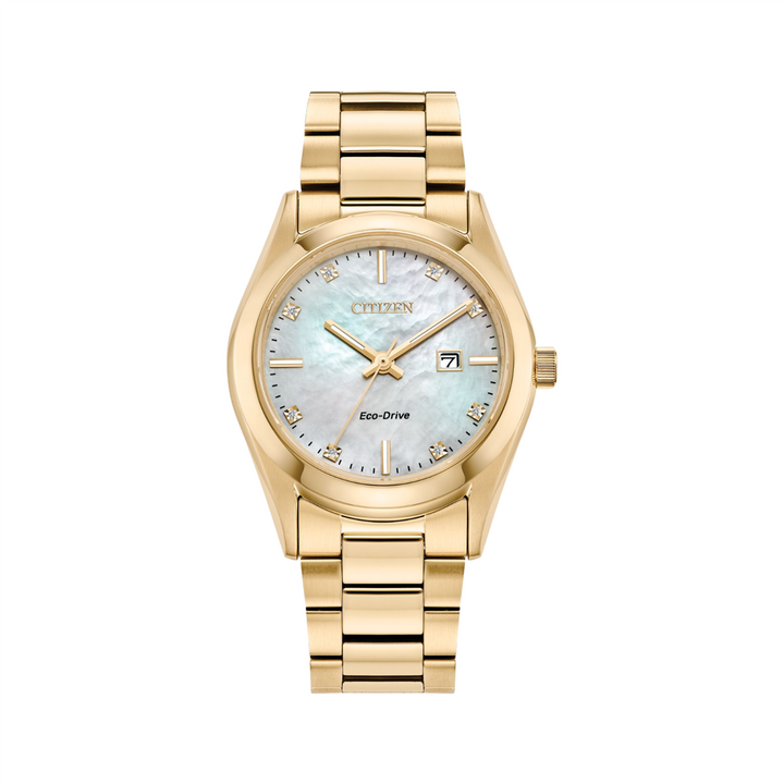 Eco Drive Mother of Pearl Dial Sport Luxury Watch by Citizen with Diamond Accents