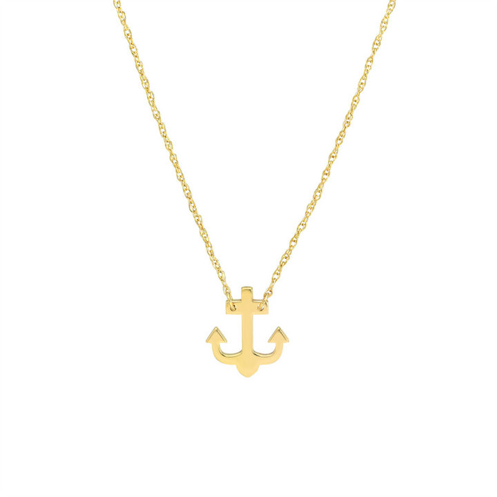 14K Yellow Gold Anchor Pendant Necklace by Midas Chain