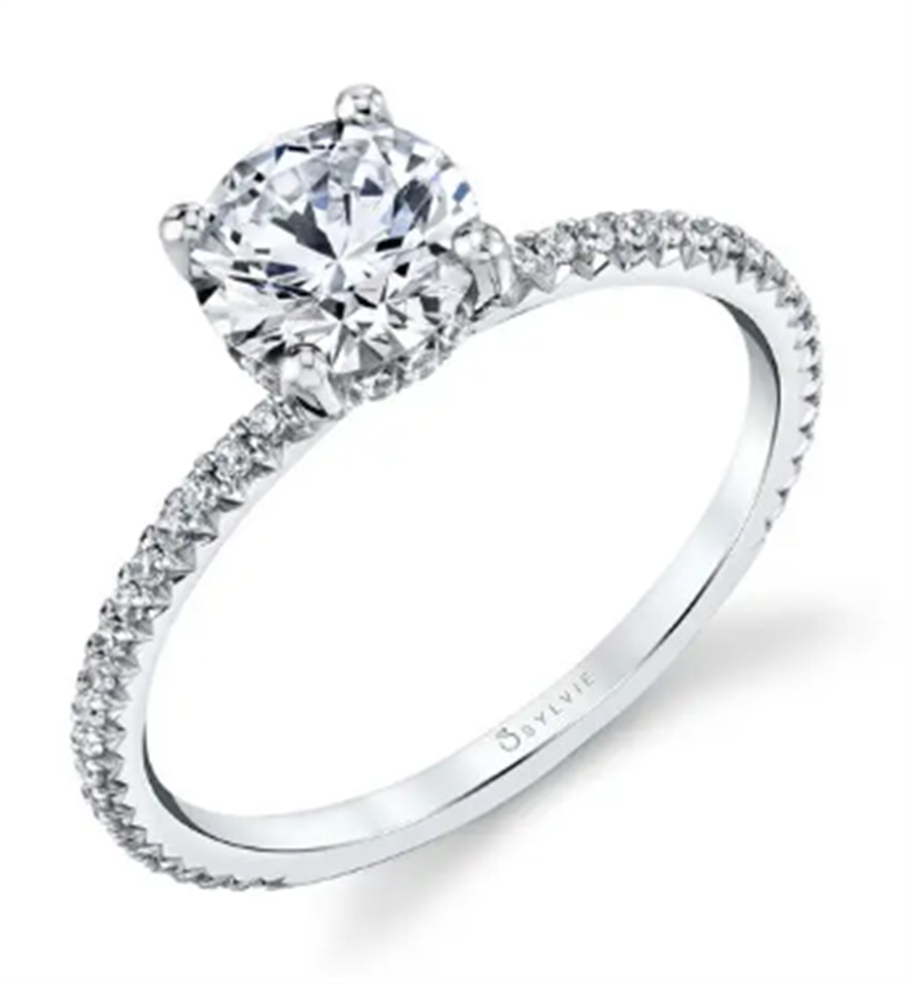 14K White Gold 0.27ctw Diamond Classic Engagement Ring Mounting
