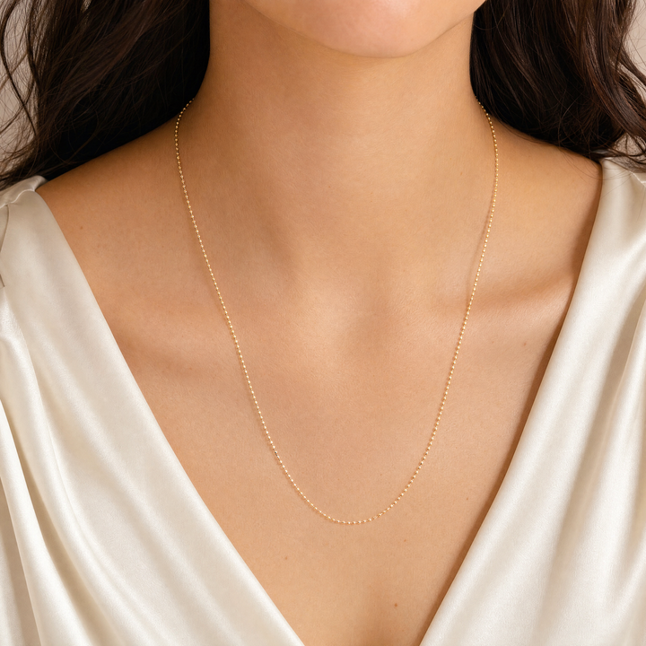 Estate 18K Yellow Gold Adjustable Beaded Chain Necklace