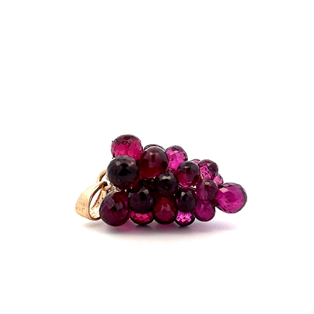 14K Yellow Gold 36.45ctw Briolette Rhodolite Garnet Grape Cluster Pendant