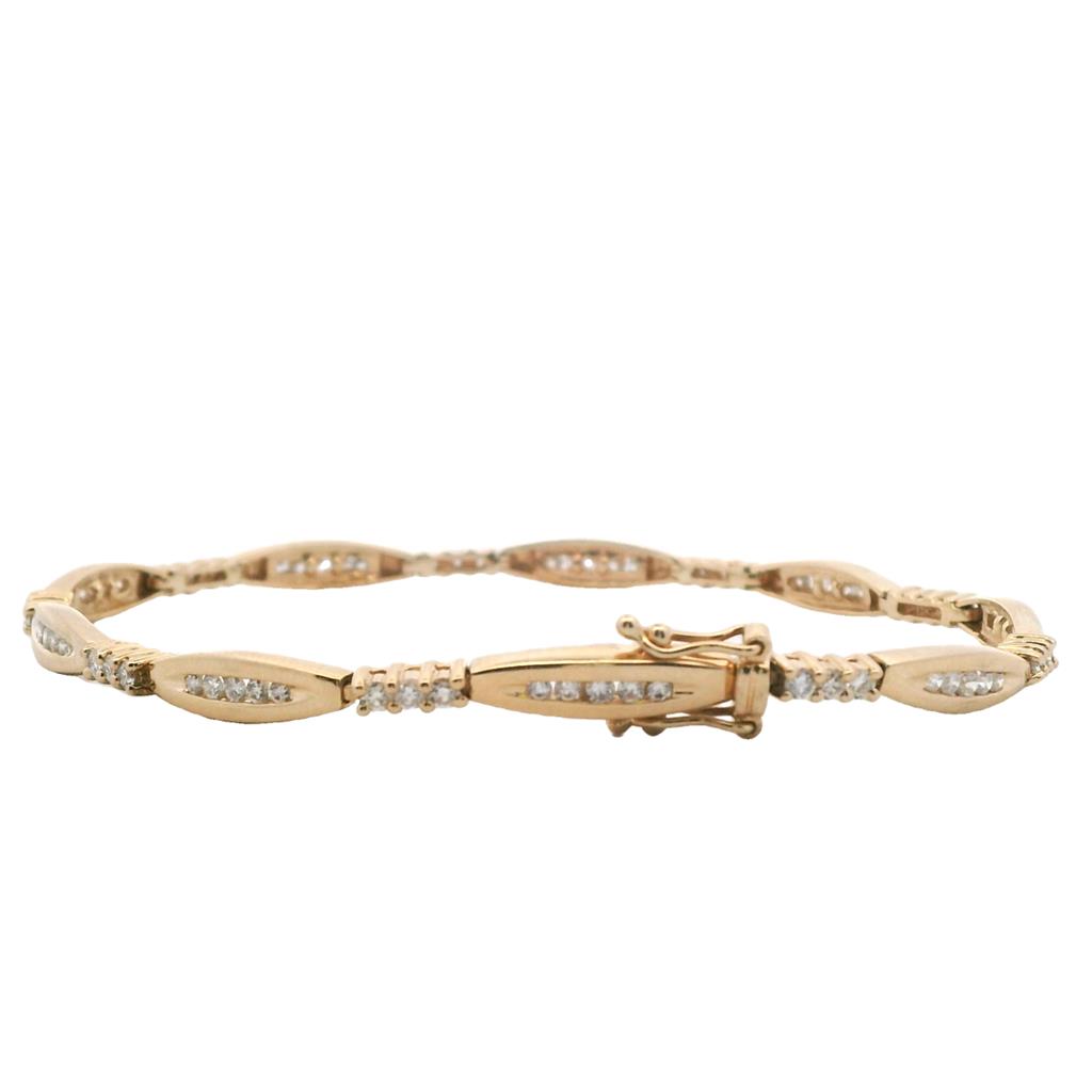 Estate 14K Yellow Gold 0.96ctw Diamond Link Bracelet