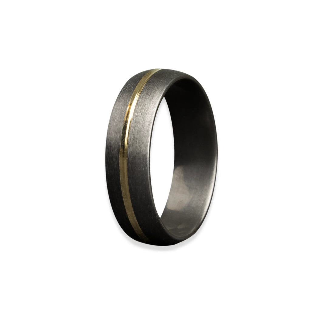 Zirconium Men's Wedding Band with 14K Gold Inlay