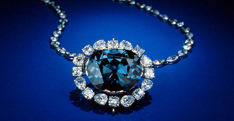The Hope Diamond on a cobalt blue background