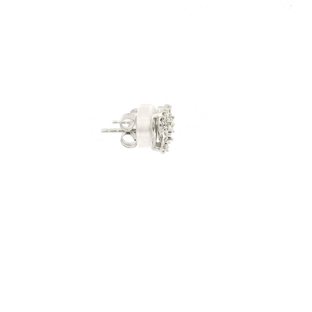 Estate 14K White Gold Diamond Cluster Knot Stud Earrings 0.23CT TWT