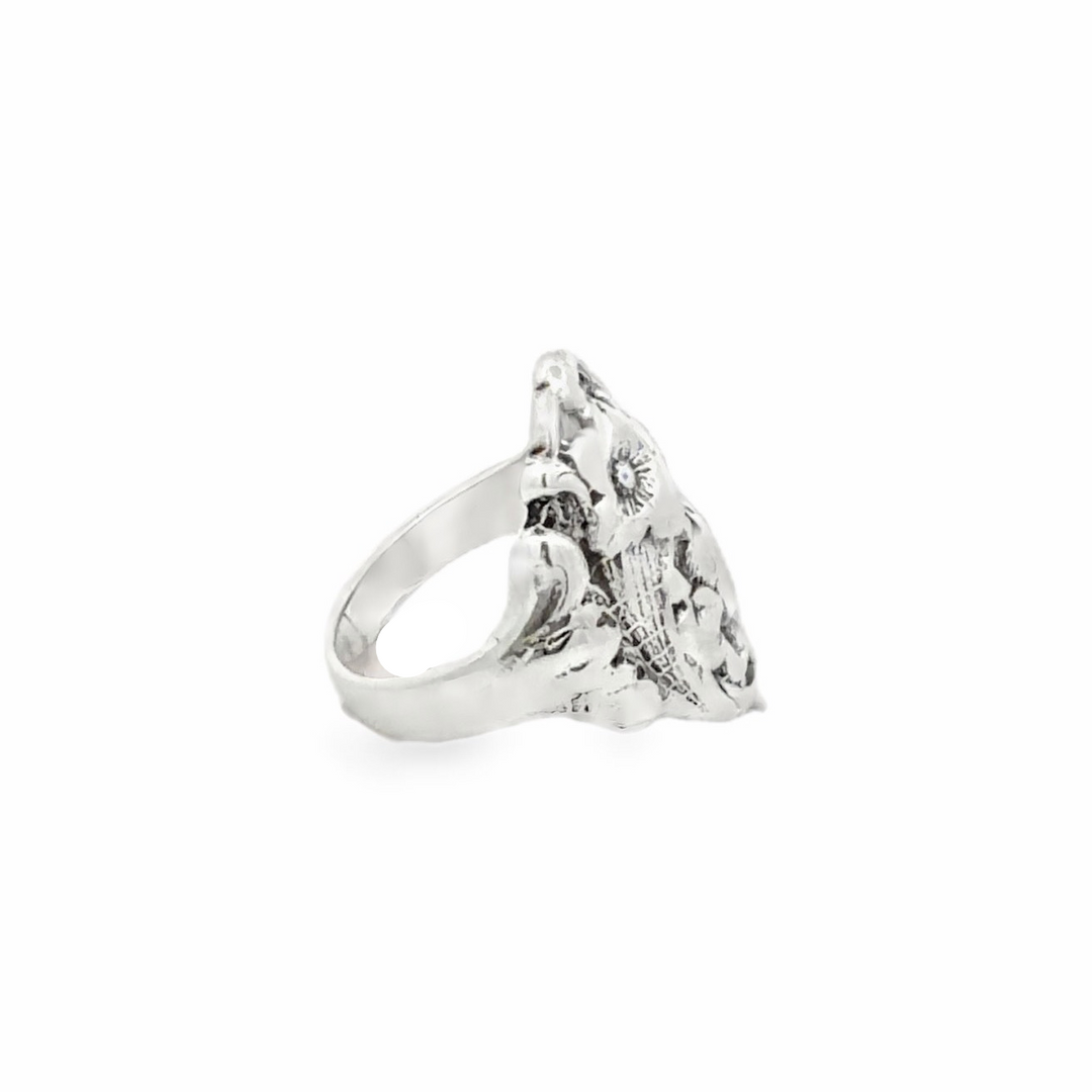 Estate Sterling Silver Rose Flower Ring