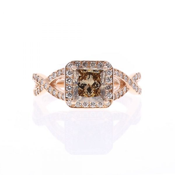 Princess Cut Brown Diamond Engagement Ring