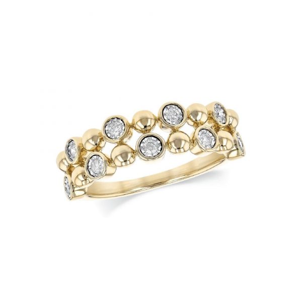 yellow gold and diamond bezel ring
