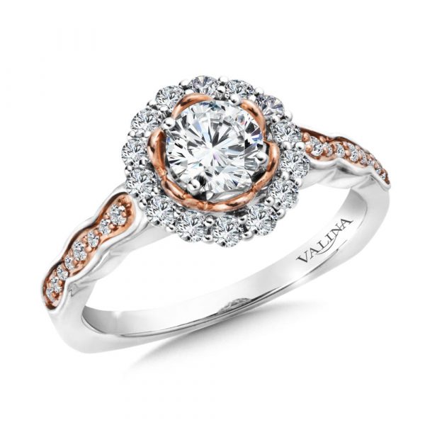 Rose and White Gold Halo Mounting by Valina