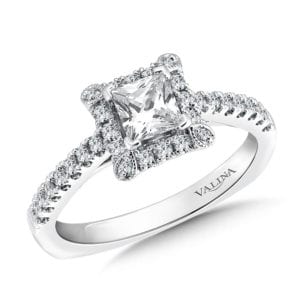 Fancy Square Halo Engagement Mounting by Valina