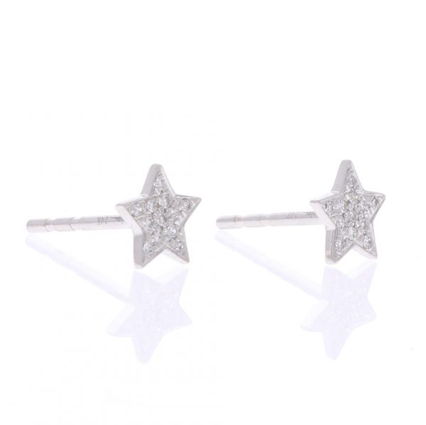 white gold diamond star stud earrings