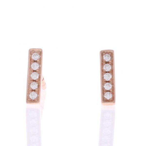 rose gold diamond bar earrings