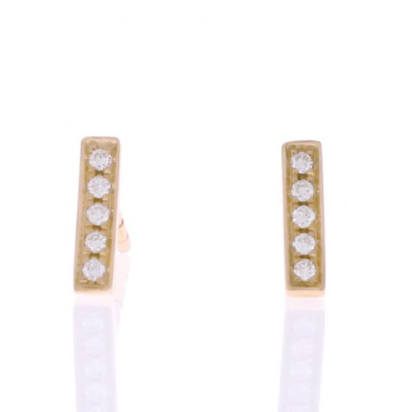 yellow gold diamond bar earrings