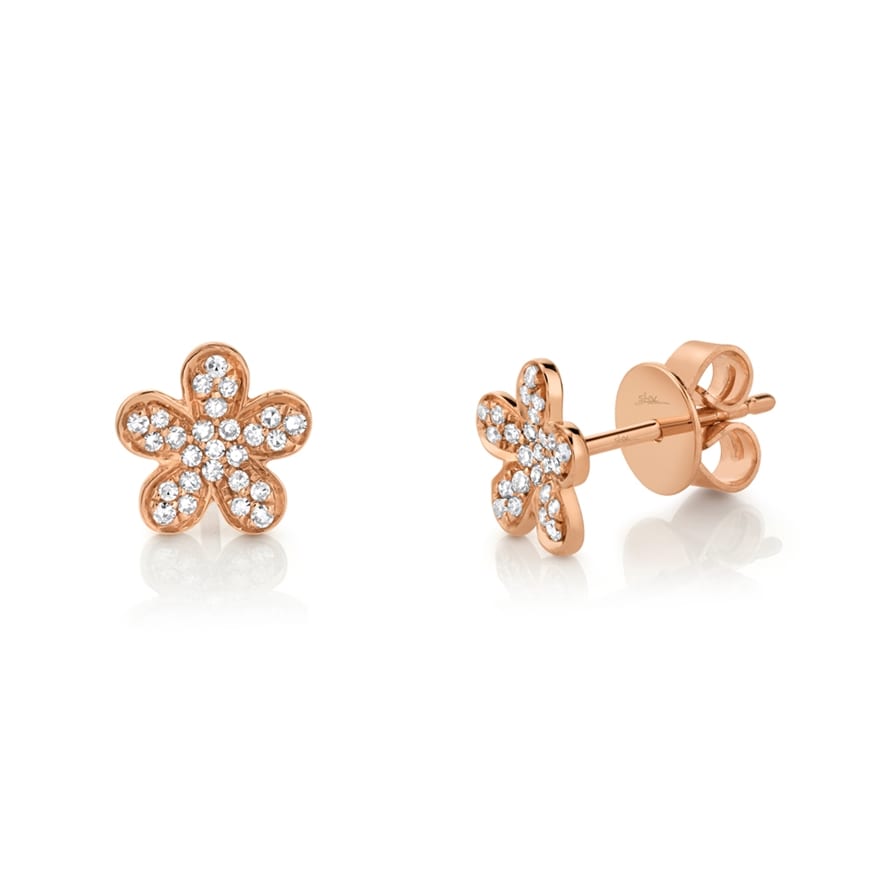 Diamond Flower Stud Earrings in Rose Gold - Nelson Coleman Jewelers