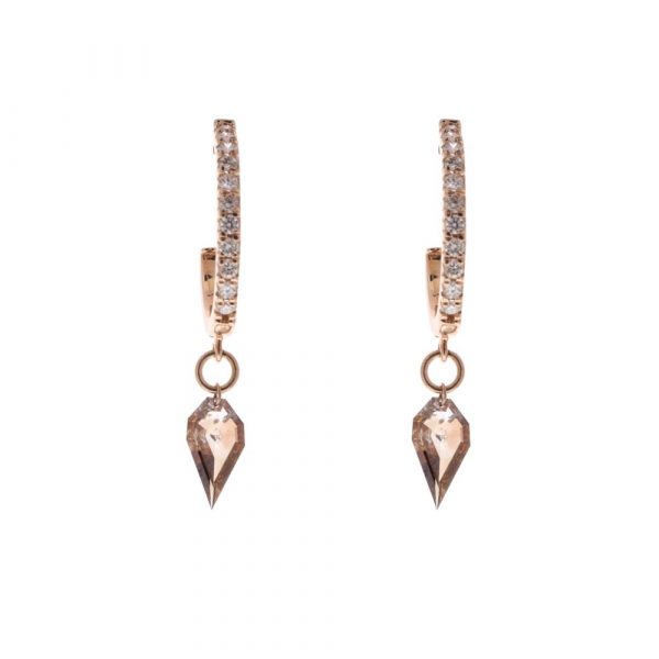 Brown Diamond Dangle Hoop Earrings