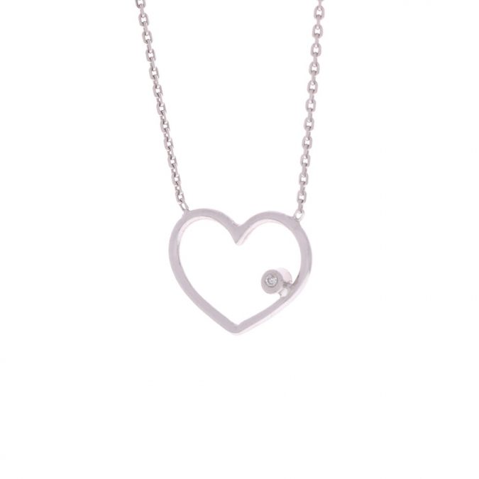 Heart Necklace in White Gold