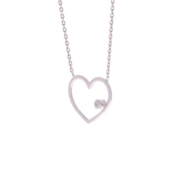white gold heart outline necklace