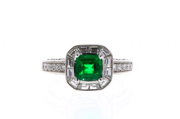 Estate Emerald Ring Showcase Front View