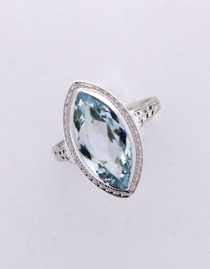 Mid 1940’s Aquamarine Navette Ring