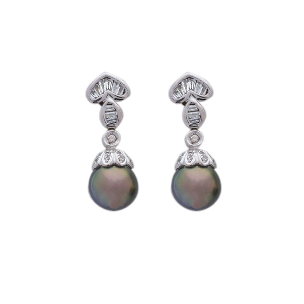 Estate Tahitian Pearl and Diamond Earrings - Nelson Coleman Jewelers
