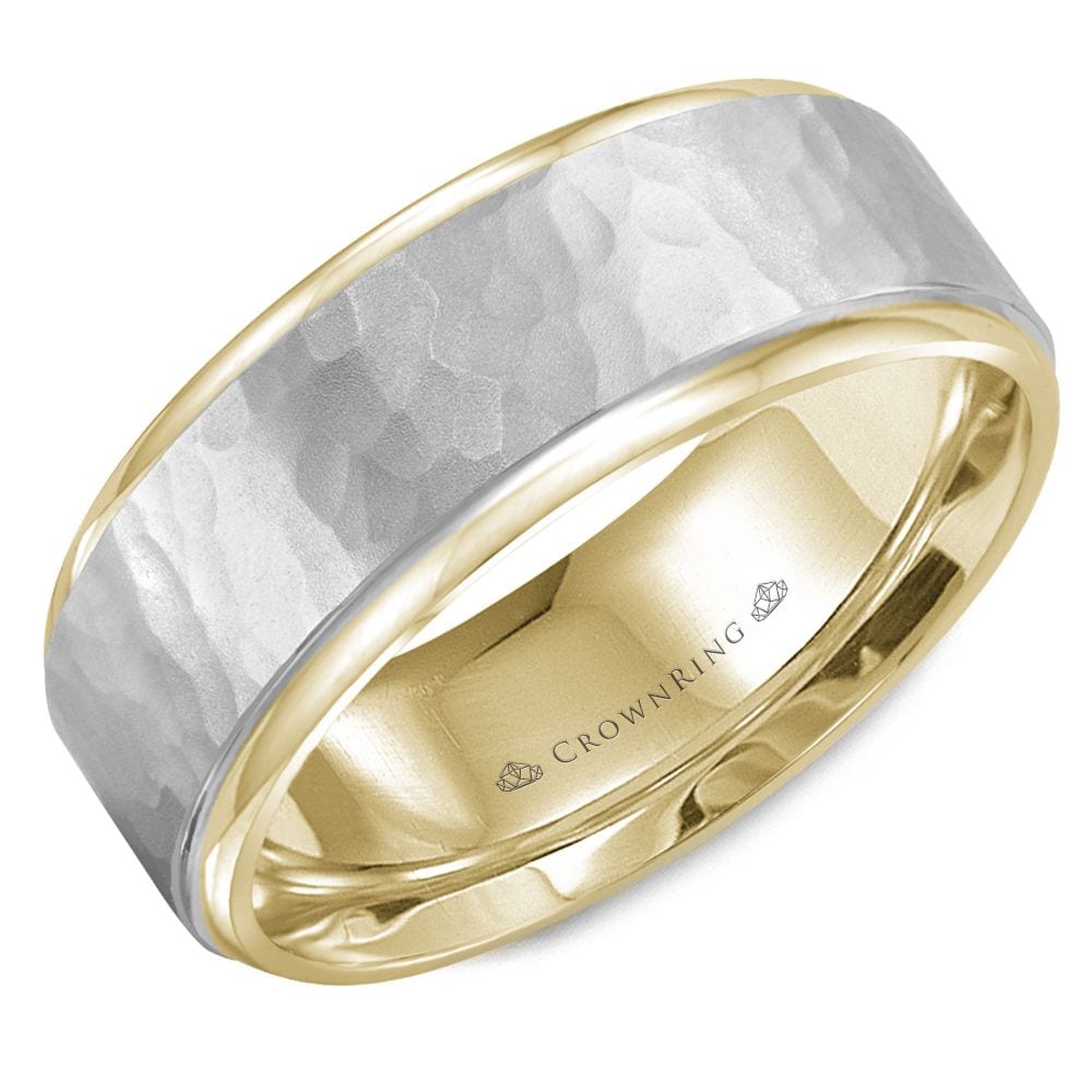 Twotone Hammered Men's Wedding Band Nelson Coleman Jewelers